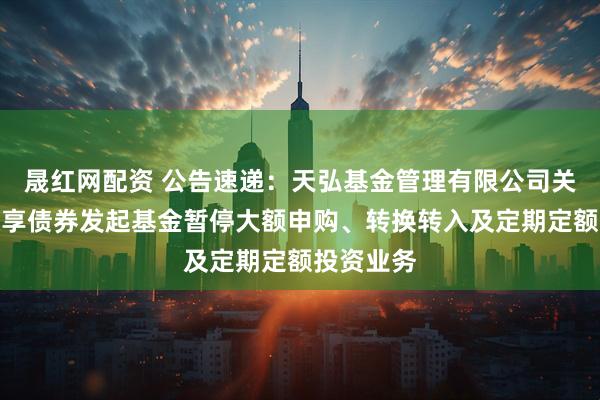晟红网配资 公告速递：天弘基金管理有限公司关于天弘通享债券发起基金暂停大额申购、转换转入及定期定额投资业务